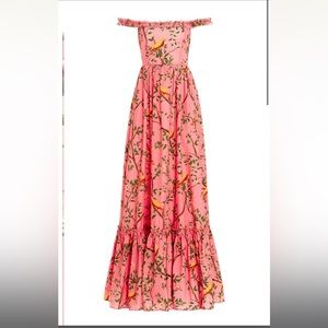 Agua by Agua Bendita Achiote Printed Pleated Cotton Poplin Maxi Dress